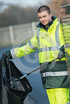Young waste collector at work