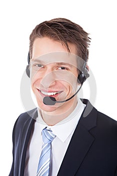 Young Wearing Headset Isolated