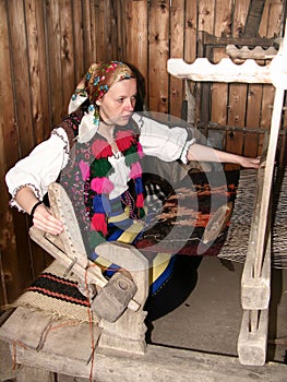 Young weaving woman
