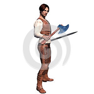 A young well-dressed warrior in leather armor