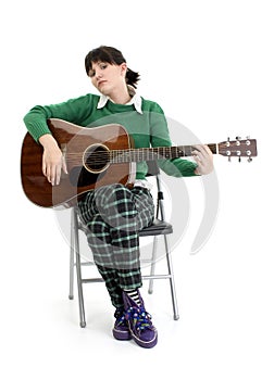 Young Woman with Acoustic Guitar