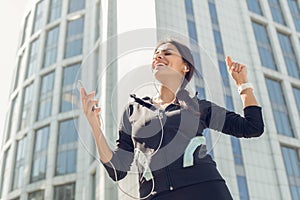 Young woman active exercise workout on street outdoor