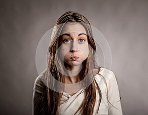 Young woman with annoyed expression