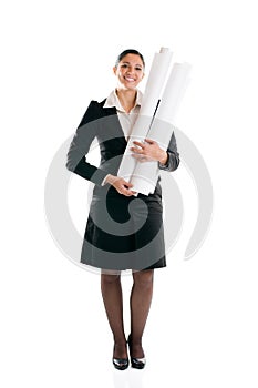 Young woman architect full length