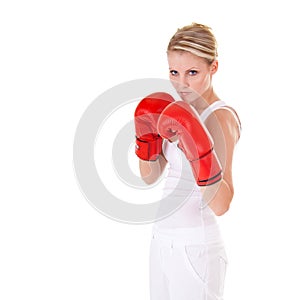 Young woman as fighter