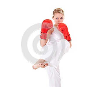 Young woman as fighter