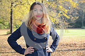 Young woman in autumn park