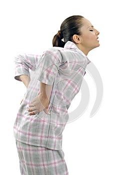 Young woman with backache