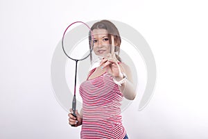 Young woman badminton player