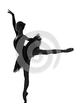 Young woman ballerina ballet dancer dancing silhouette