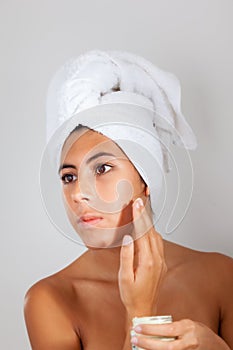 Young woman in the bathroom