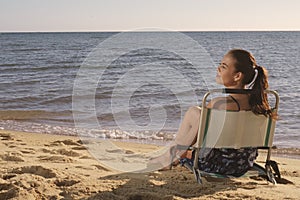 Young woman on beach