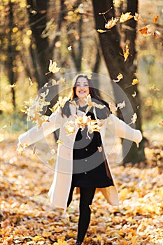 Young woman in beautiful autumn park, concept autumn