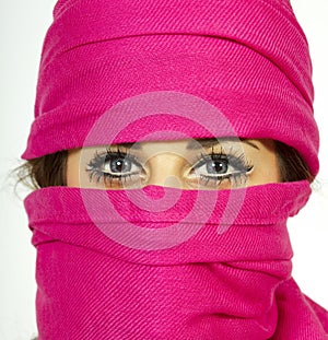 Young Woman With Beautiful Eyes Wearing Scarf