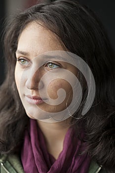 Young Woman with Beautiful Green Eyes
