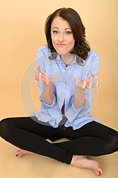 Young Woman Being Amusing Funny with Hands