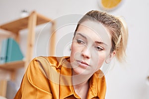 Young woman being downhearted photo