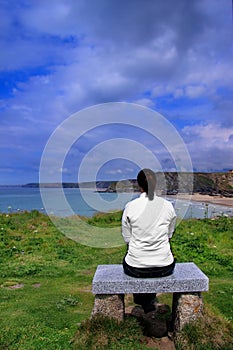 Young woman on bench