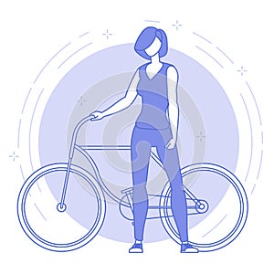 Young woman with bicicle photo