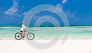 Young woman biking