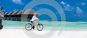 Young woman biking