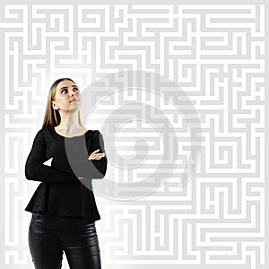 Young woman in black and Maze