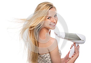 Young woman blow-dry