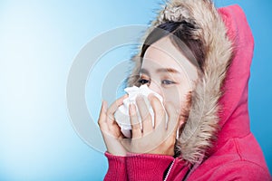 Young Woman blowing her nose