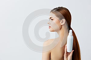 young woman body lotion rejuvenation cosmetics close-up Lifestyle