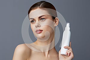 young woman body lotion rejuvenation cosmetics close-up Lifestyle