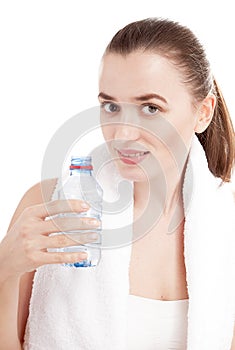 Young woman with bottle of water.