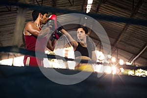 Young woman at boxing and self defense course