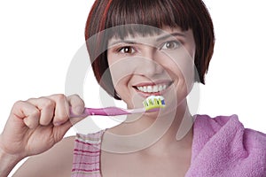 Young woman Brushing Teeth