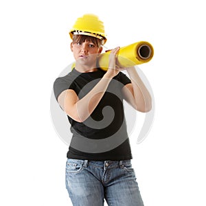 Young woman builder