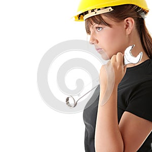 Young woman builder