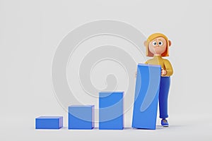 Young woman building growing graph