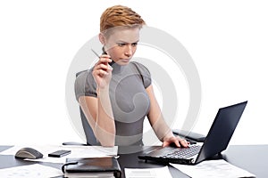 Young woman busy by working