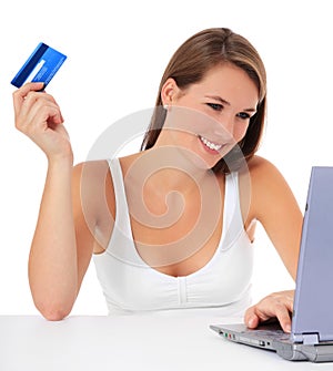Young woman buying things online