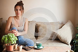 Young woman in caffe