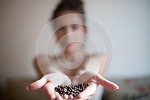 Young woman in caffe