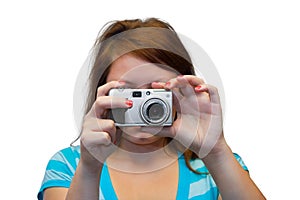 Young woman with camera