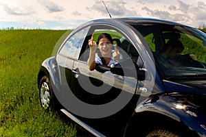 Young woman in car 1