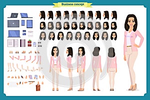 Young woman, casual clothes. Character creation set. Full length