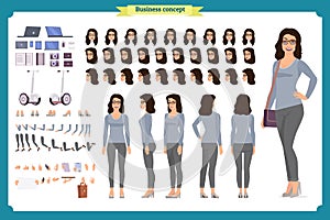 Young woman, casual clothes. Character creation set. Full length