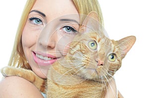 Young woman with cat