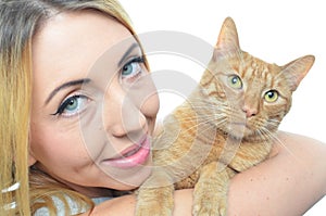 Young woman with cat