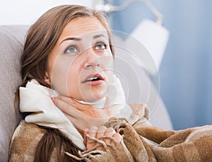 Young woman catching cold