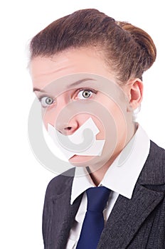 Young woman in censorship