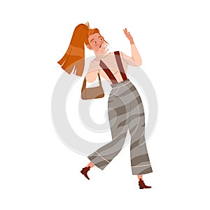 Young Woman Character Afraid of Something Feeling Scared and Terrified Shaking with Fear Vector Illustration
