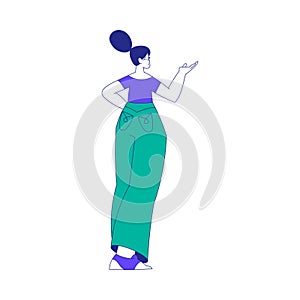 Young Woman Character at the Crossroads Standing and Thinking Vector Illustration